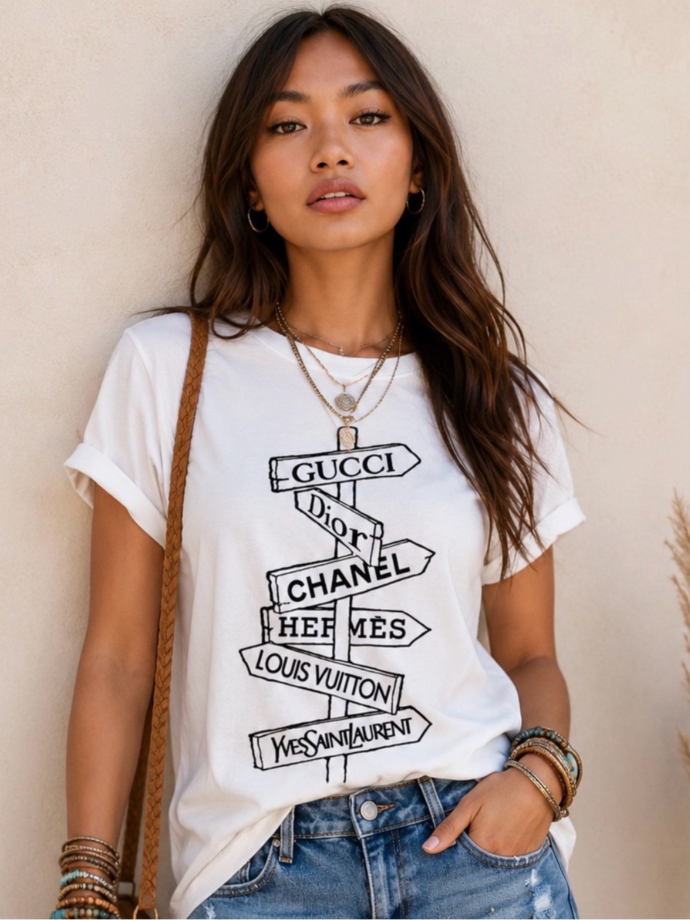 Graphic Designer Fashion Tee Shirt in White Sz Large & XL NWOT